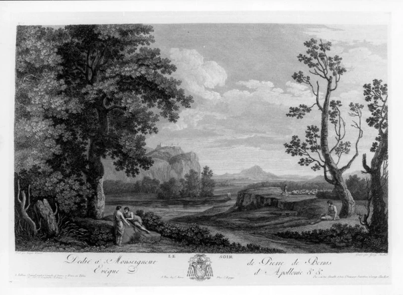 Gaspar Dughet detto Pussino - Paesaggio fluviale con pastori di sera